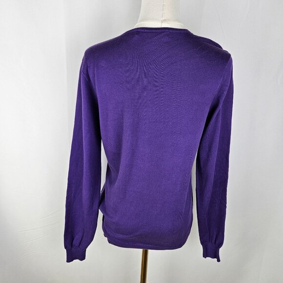 Ralph Lauren Sport Purple Sweater Large Embroidered Logo, Italian Pima Cotton - Picture 6 of 10